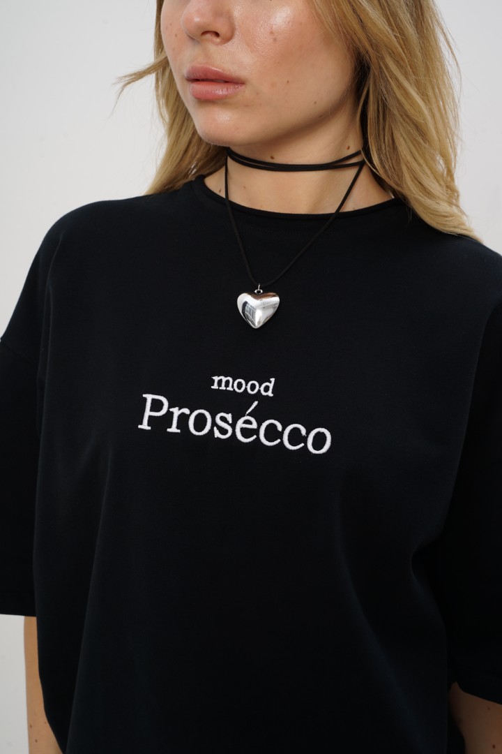 Футболка женская оверсайз "mood Prosecco" черный YA TREND — фото 5