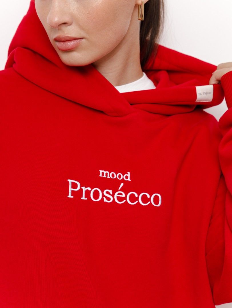Худи женское с капюшоном "mood Prosecco" красный YA TREND — фото 5