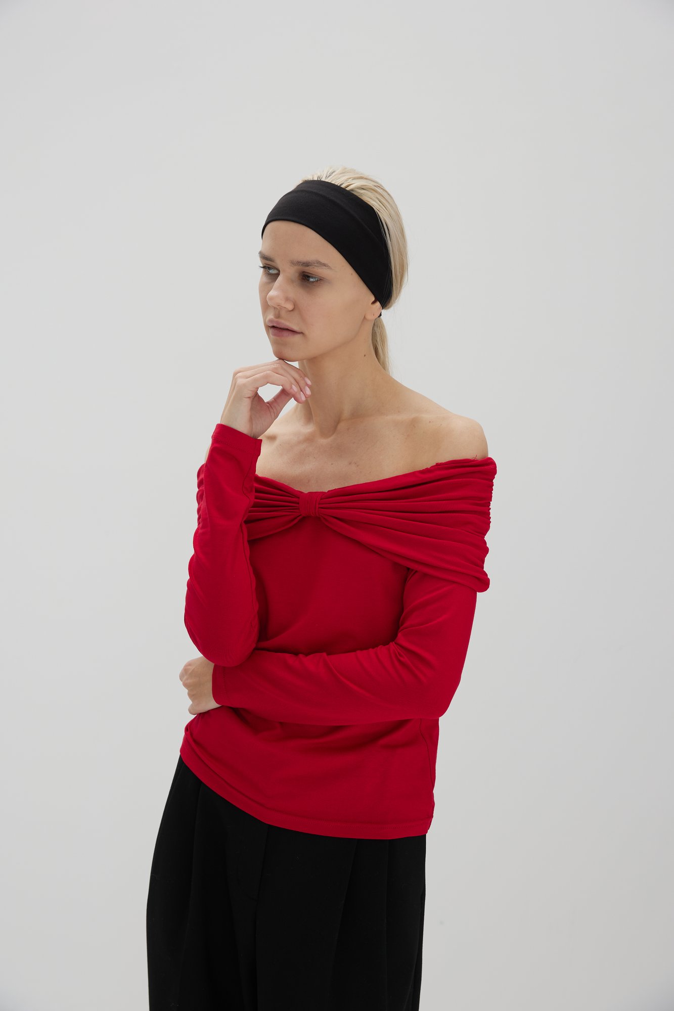 Лонгслив женский Алия хлопок красный YA TREND — фото 4