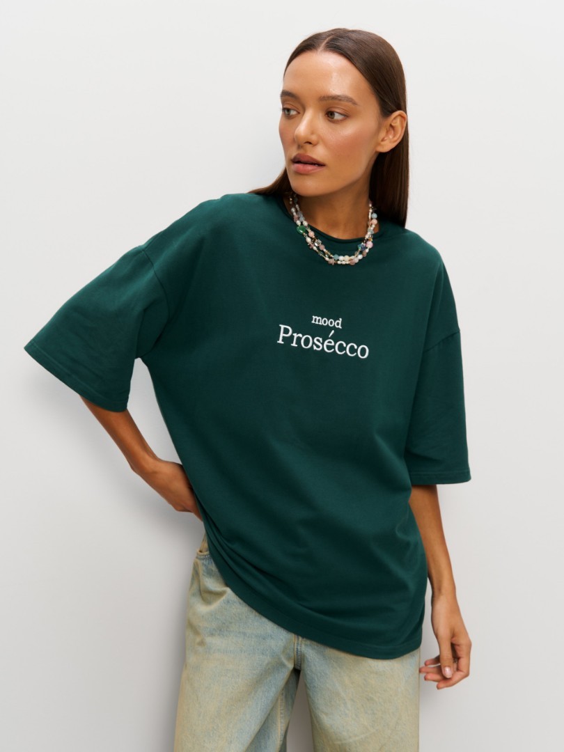 Футболка женская оверсайз "mood Prosecco" зеленый YA TREND — фото 3