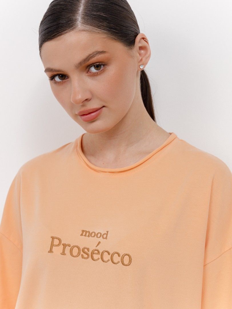 Футболка женская оверсайз "mood Prosecco" терракот YA TREND — фото 4