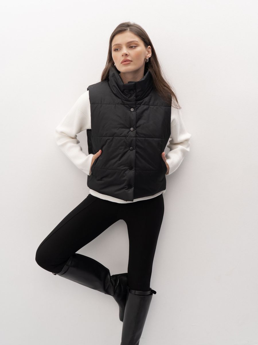 Жилетка женская укороченная черный YA TREND — фото 10