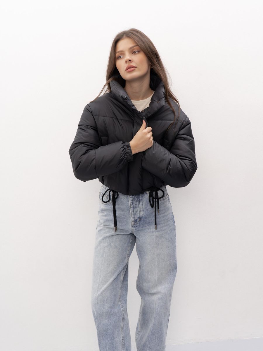 Куртка женская демисезонная укороченная черный YA TREND — фото 12