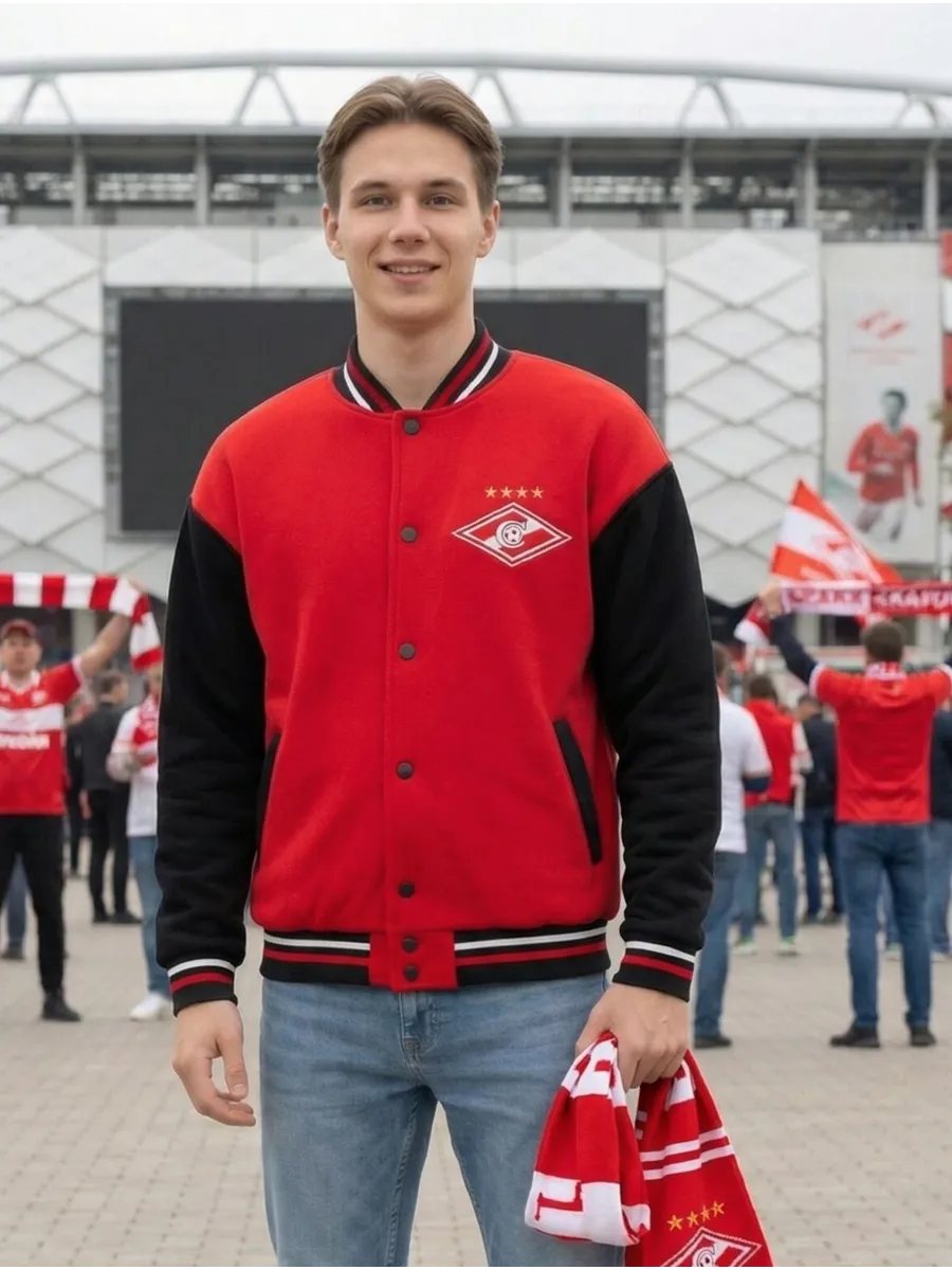 Бомбер Спартак, образ с джинсами