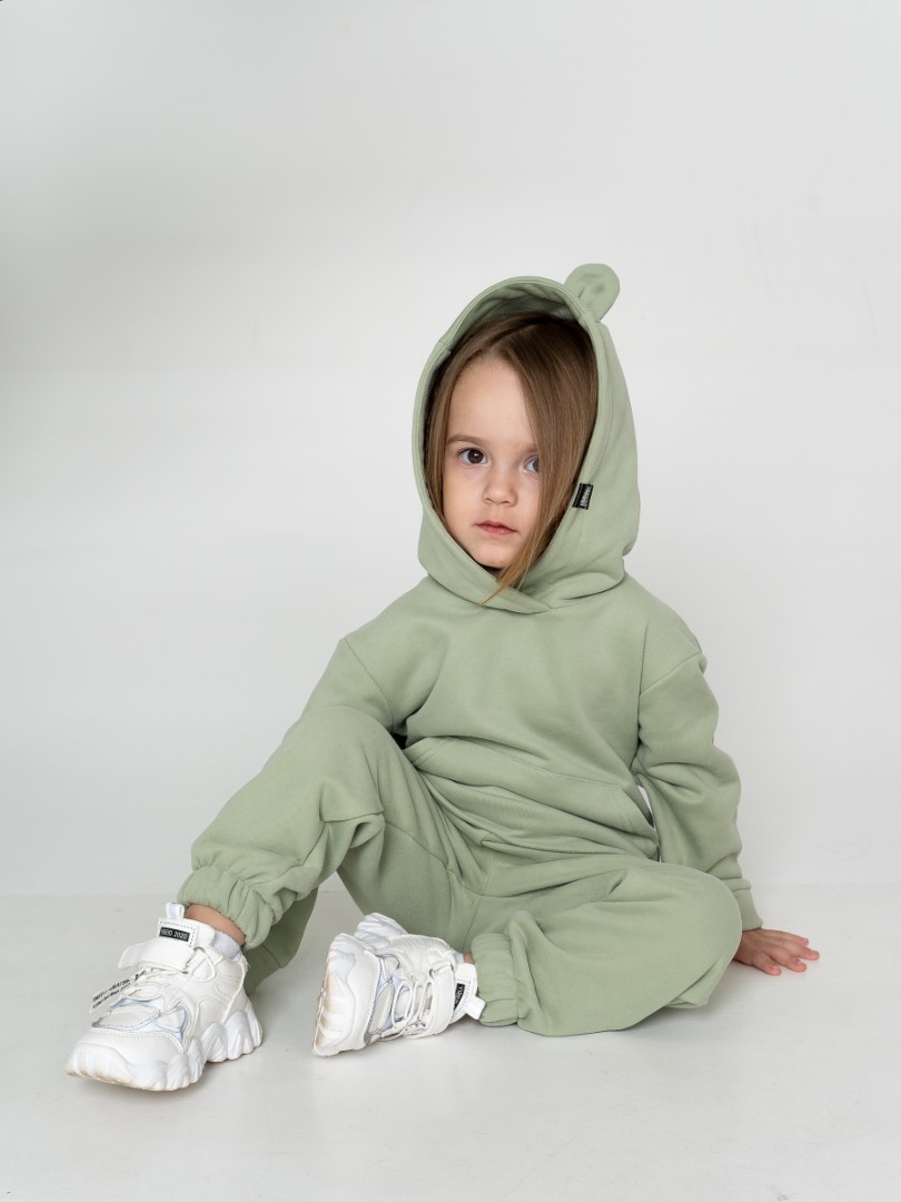 Костюм с капюшоном c ушками детский, рост 98-128 оливка YA TREND — фото 2